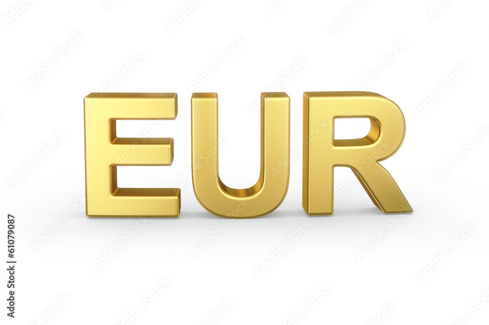 Golden 3D EUR currency shortcut isolated with clipping path Golden 3D EUR currency shortcut isolated with clipping path
