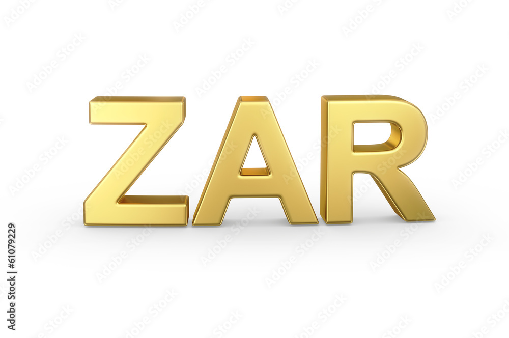 Golden 3D ZAR currency shortcut isolated with clipping path Golden 3D ZAR currency shortcut isolated with clipping path