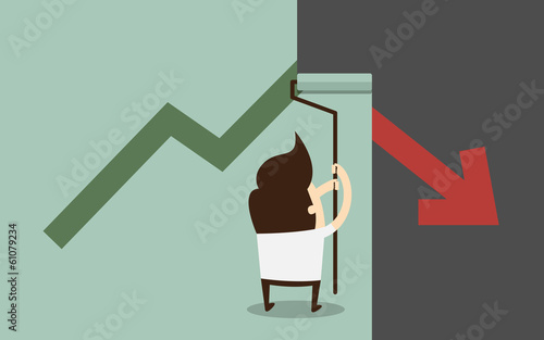 businessman painting growing graph over falling graph