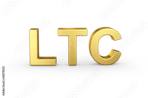 Golden 3D LTC currency shortcut isolated with clipping path photo