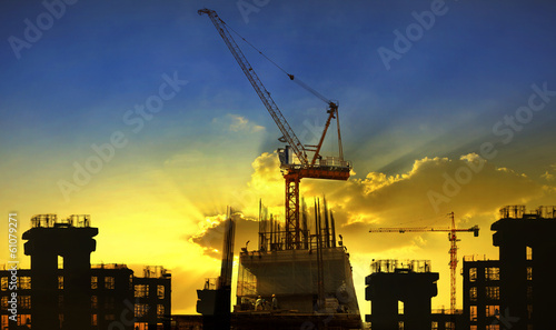 building and crane construction site