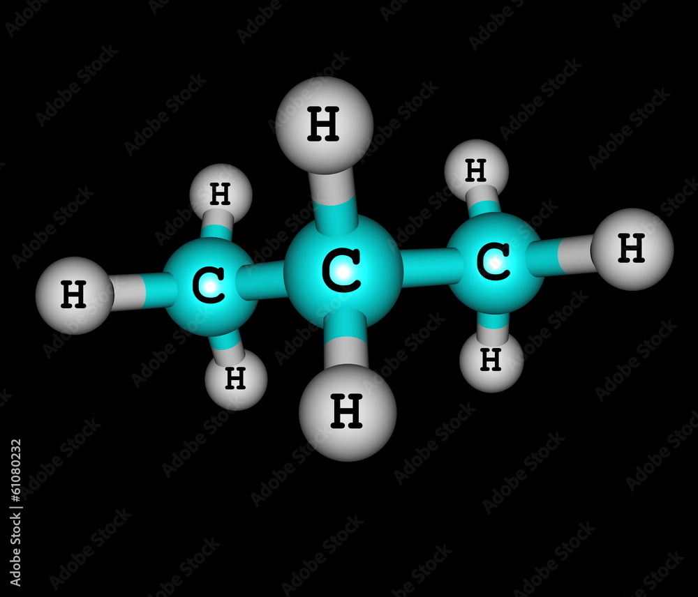 Molecular structure of propane on black Molecular structure of propane on black