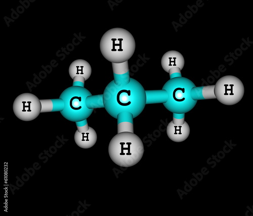 Molecular structure of propane on black