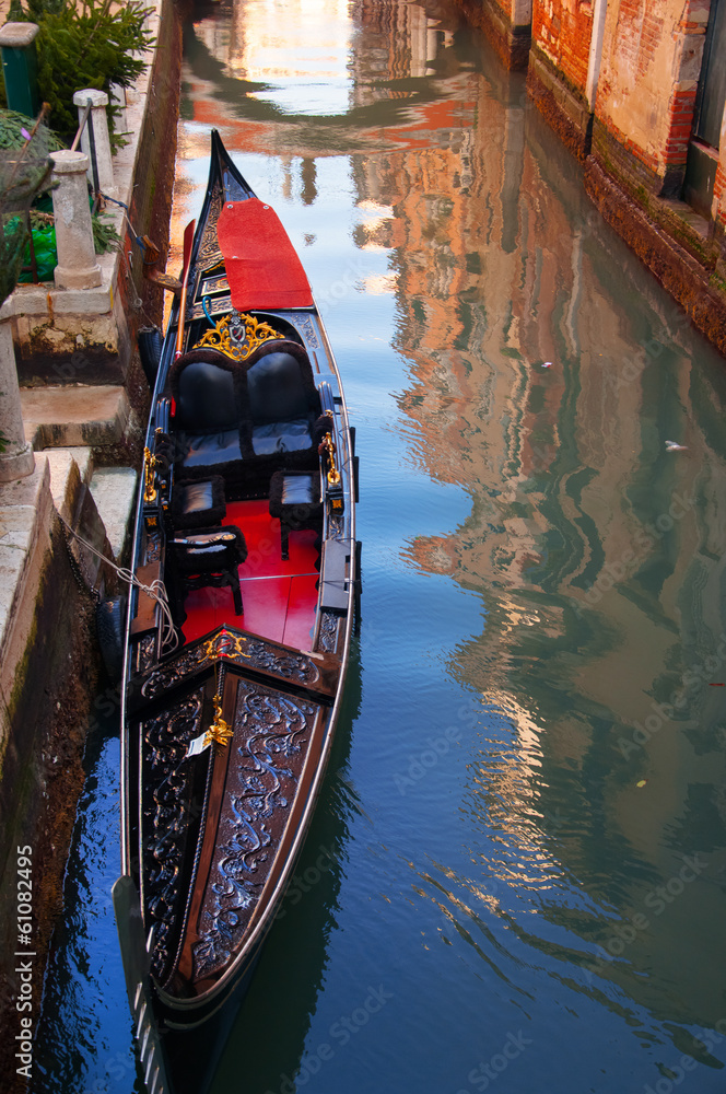 Gondolas in lagoon of  Venice