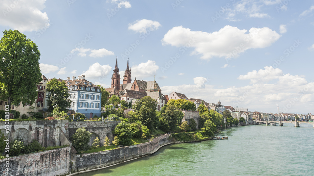 Basel, Altstadt, Rheinufer, Rhein, Rheinbrücke, Münster, Schweiz