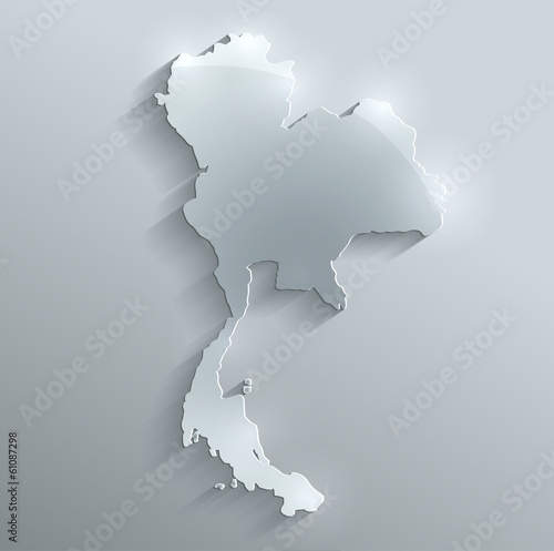 Thailand map flag glass water card paper 3D vector