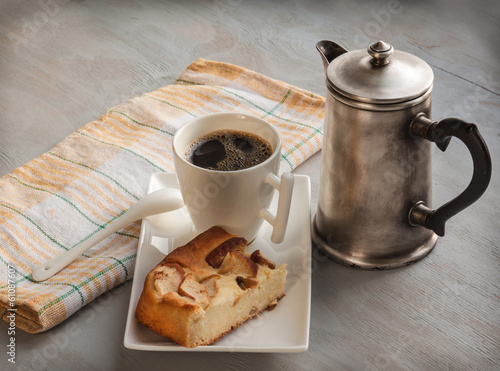 Cup of coffee and cheesecake