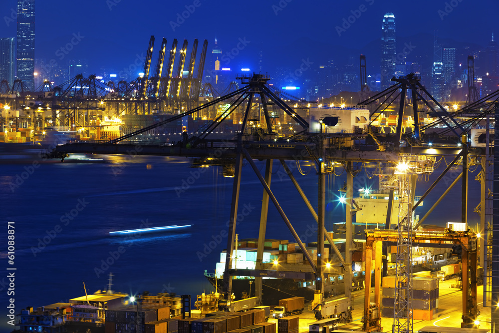 container ship in the port of HongKong