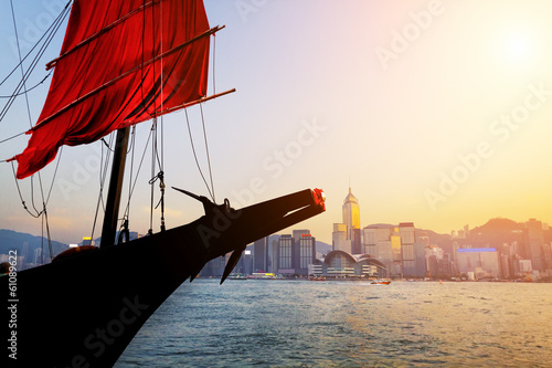 Photography Traditional wooden sailboat / tourist junk sailing in Victoria H