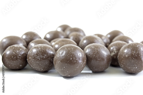 choco balls on white background