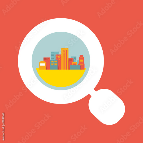 Illustration: a big city considered a magnifying glass