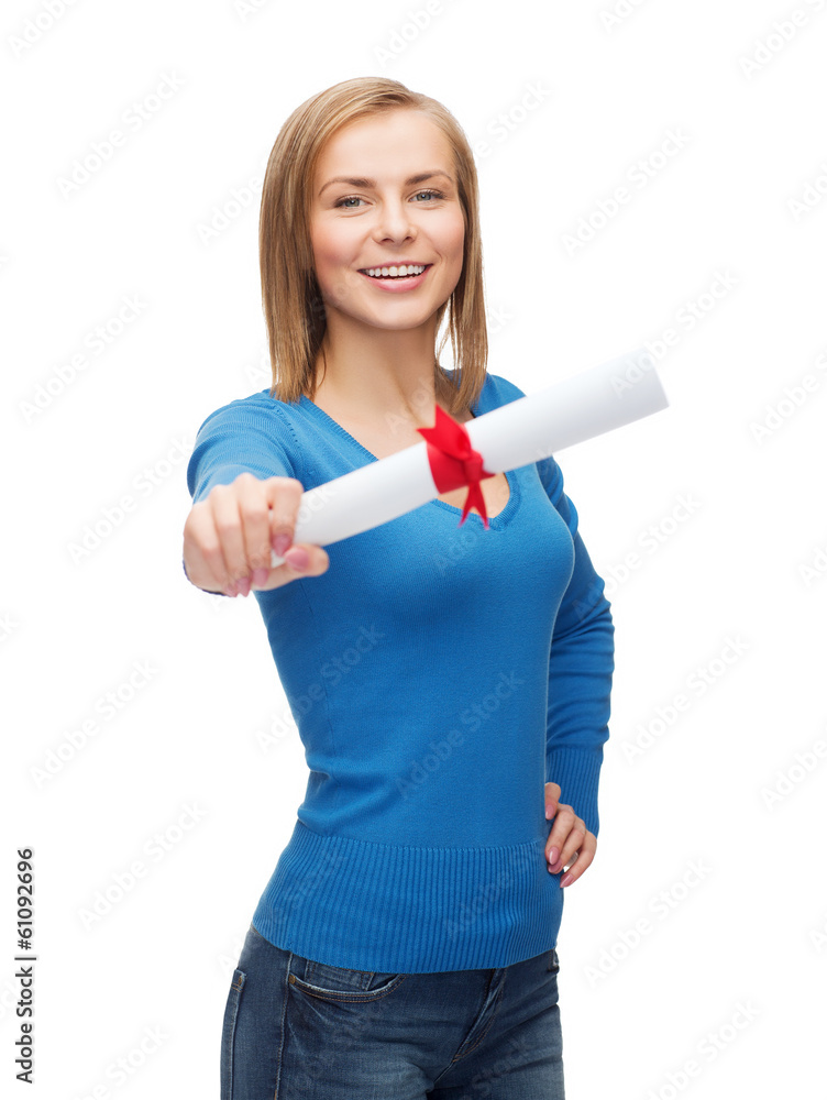 smiling woman with diploma smiling woman with diploma