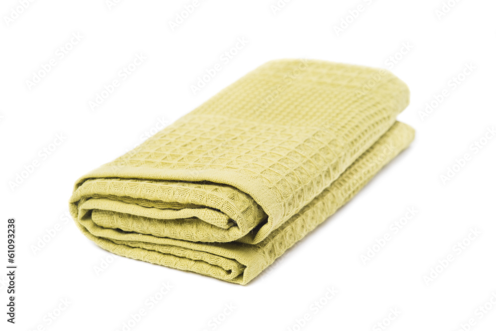 Green napkin, isolated on white background Green napkin, isolated on white background