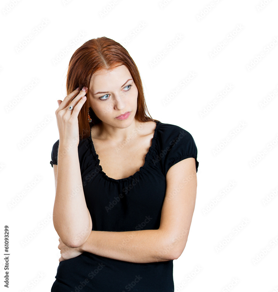 Worried, depressed thinking woman Worried, depressed thinking woman