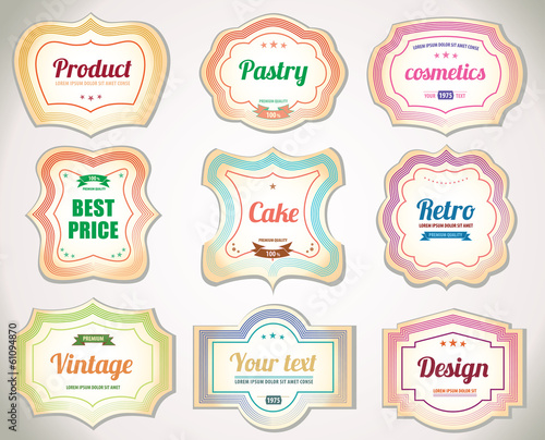 Set of vintage pastry labels and stickers. No.01