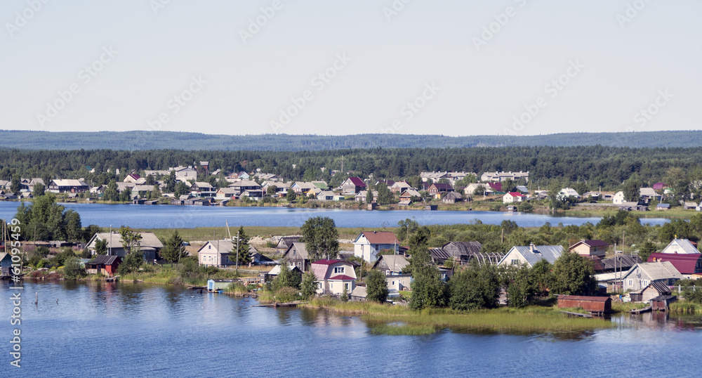 Private houses of suburbs on a lake