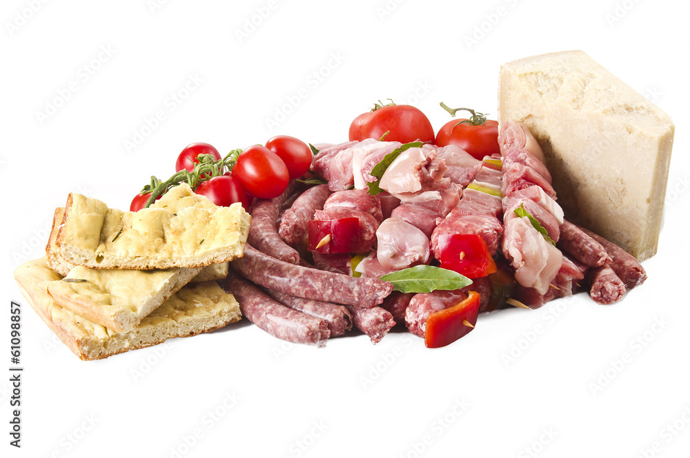 sausage and skewers meat pork and chicken sausage and skewers meat pork and chicken