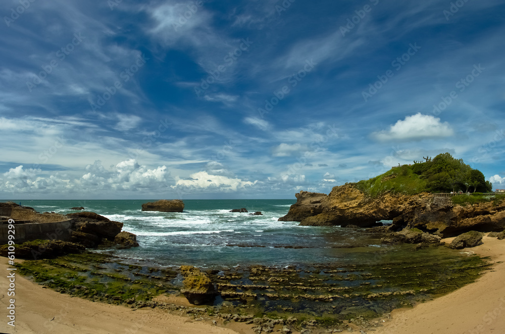 beautiful sky over bay of Biscay, Biarritz