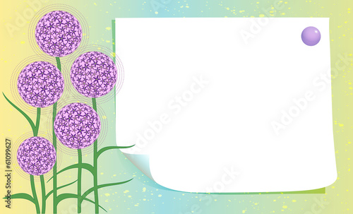 blank card with allium flowers