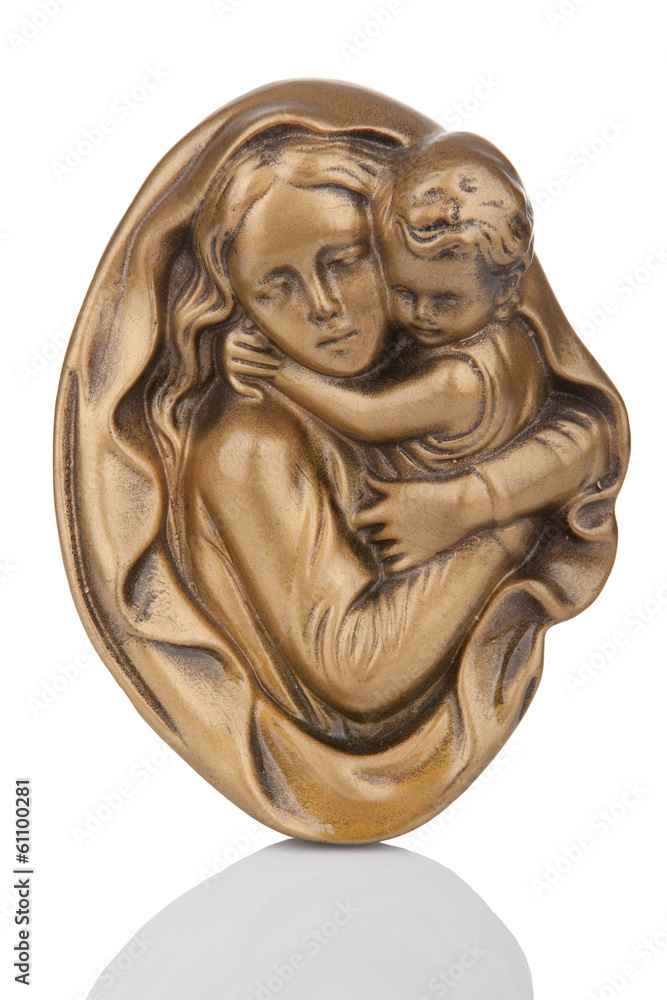 Virgin Mary holding baby Jesus wall statue Virgin Mary holding baby Jesus wall statue