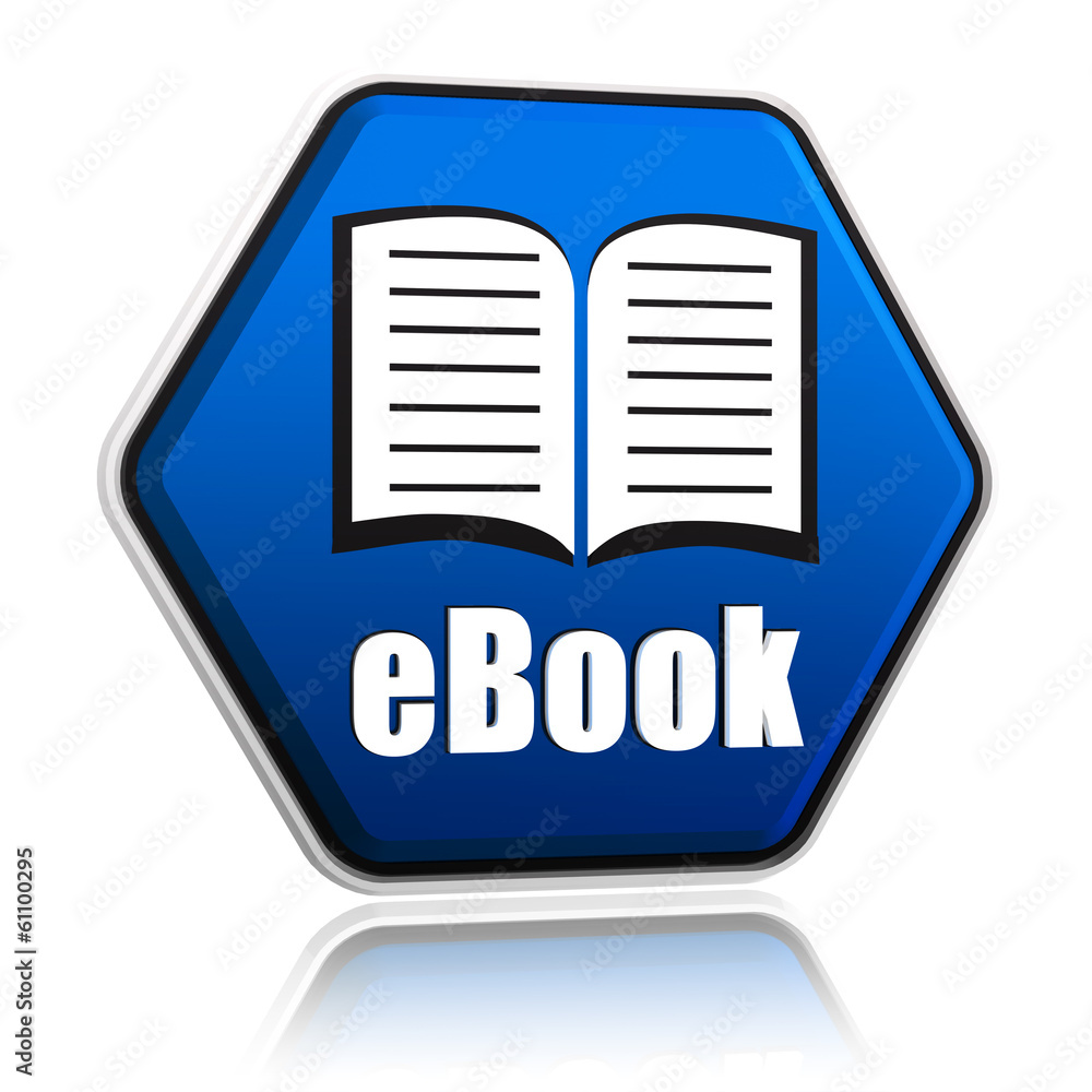 ebook and book sign in blue hexagon banner ebook and book sign in blue hexagon banner
