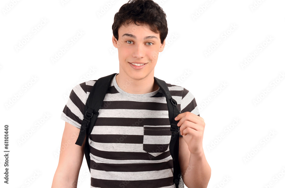 Happy student back to school. Student with backpack smiling. Happy student back to school. Student with backpack smiling.