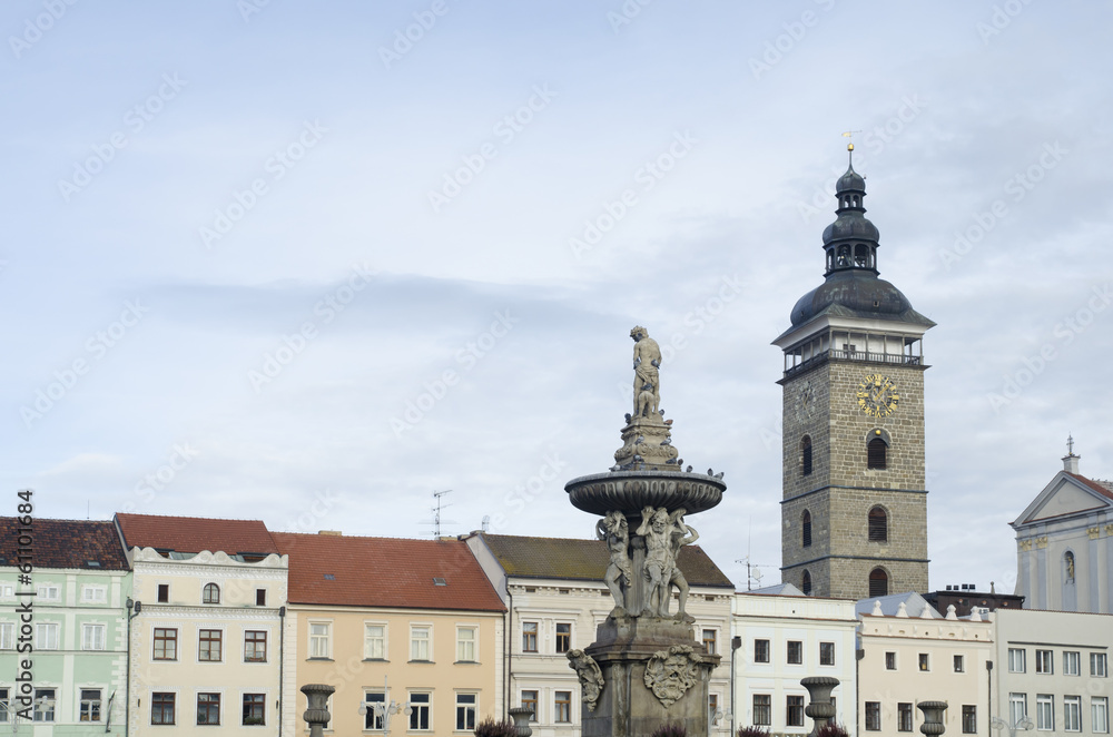 Main square of Ceske Budejovice town Main square of Ceske Budejovice town