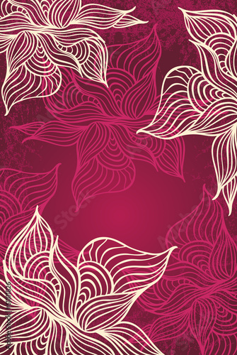 Abstract floral Background with flowers  grunge in burgundy