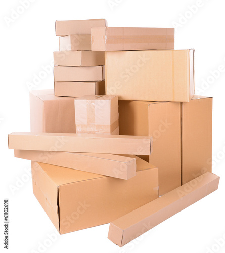 Different cardboard boxes isolated on white