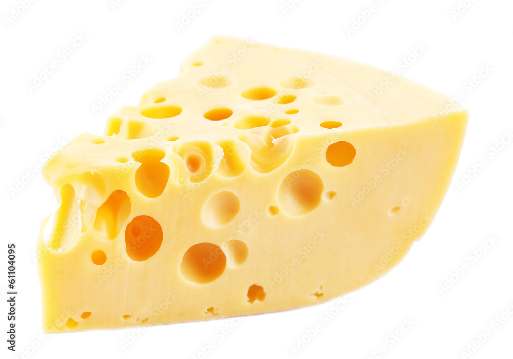 Piece of cheese, isolated on white Piece of cheese, isolated on white