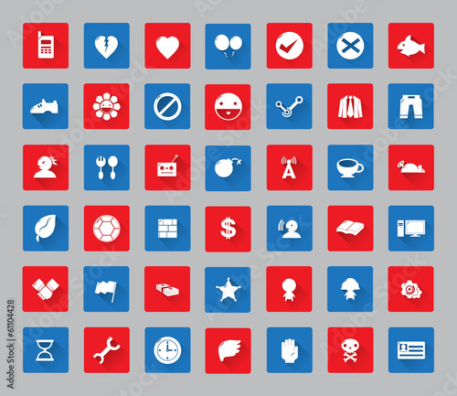 miscellaneous  icon set with square frame for web and mobile #03