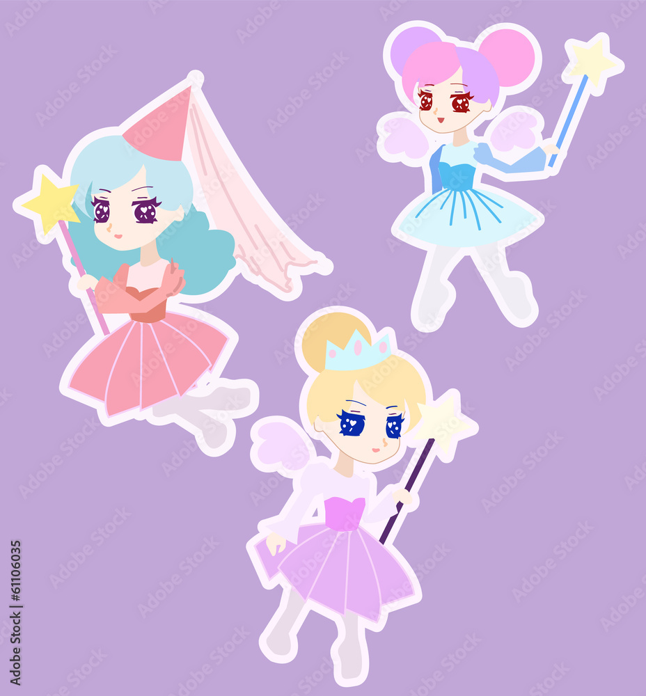 Cute Fairy Princess Character with Wings