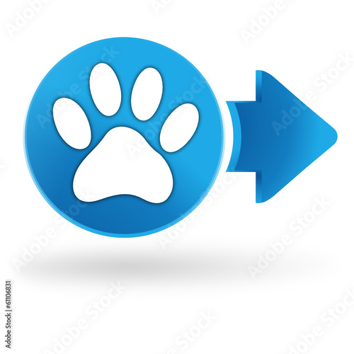 empreinte de chien sur symbole web bleu