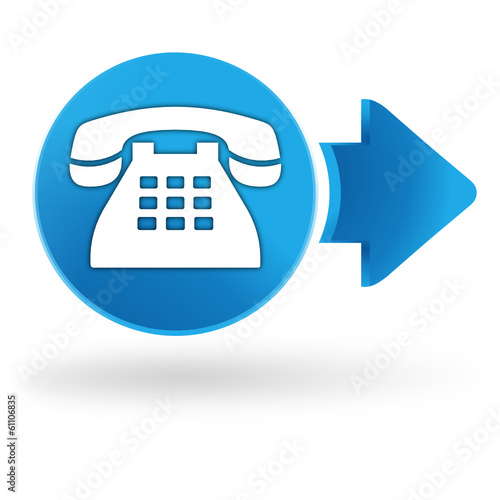 téléphone sur symbole web bleu