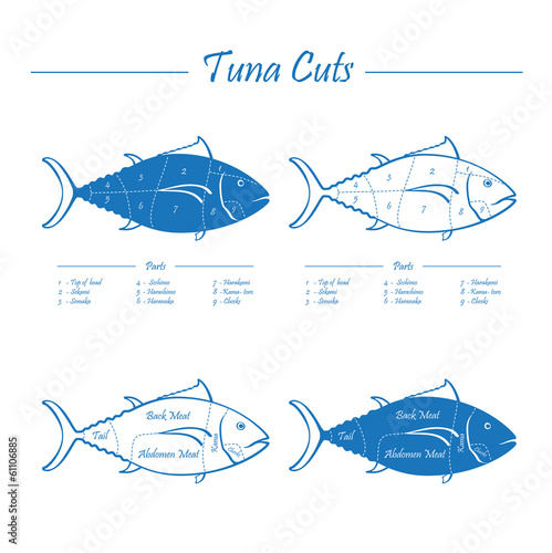 TUNA cuts - blue on white