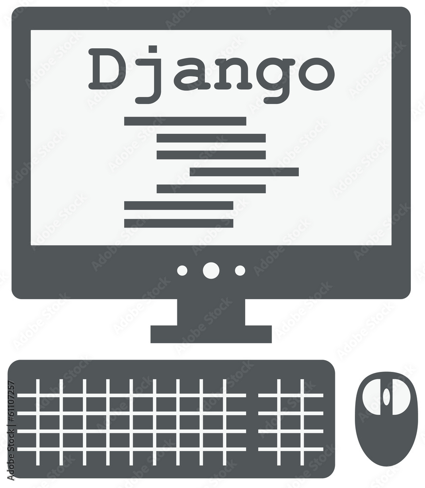 vector icon of personal computer with django code on the screen, vector icon of personal computer with django code on the screen,