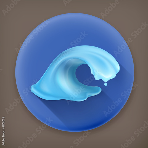 Water, long shadow vector icon