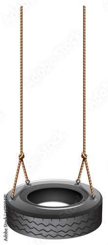 A tire swing with a rope