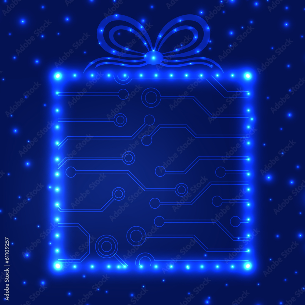 Obraz premium EPS10 circuit board christmas gift box background