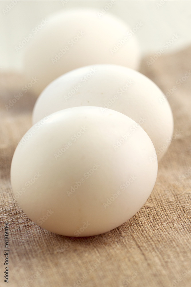 eggs on burlap background