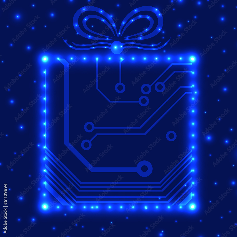 EPS10 circuit board christmas gift box background EPS10 circuit board christmas gift box background