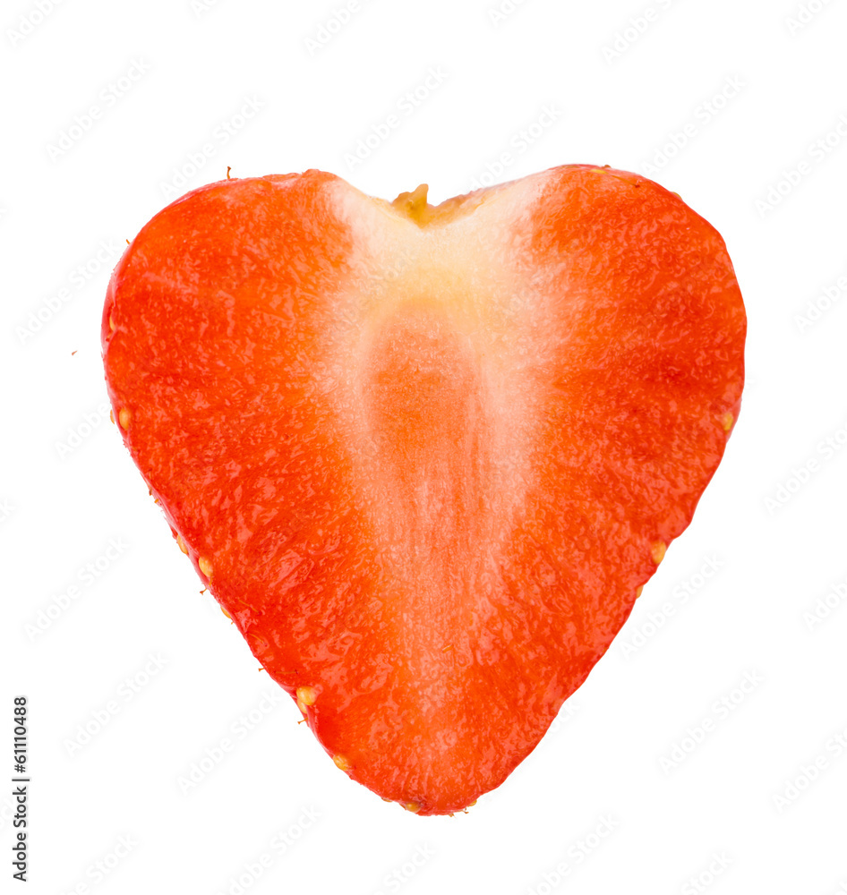 Half of strawberry isolated on white background Half of strawberry isolated on white background