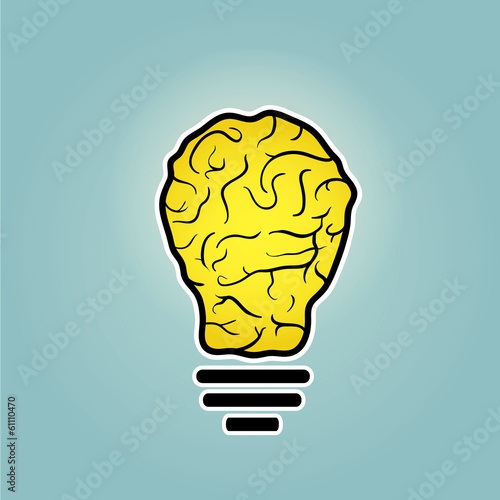 Lamp with a brain, concept of idea