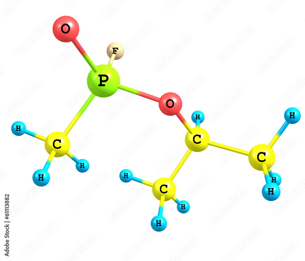Molecular structure of sarin on white Molecular structure of sarin on white