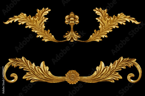 Ornament elements, vintage gold floral designs