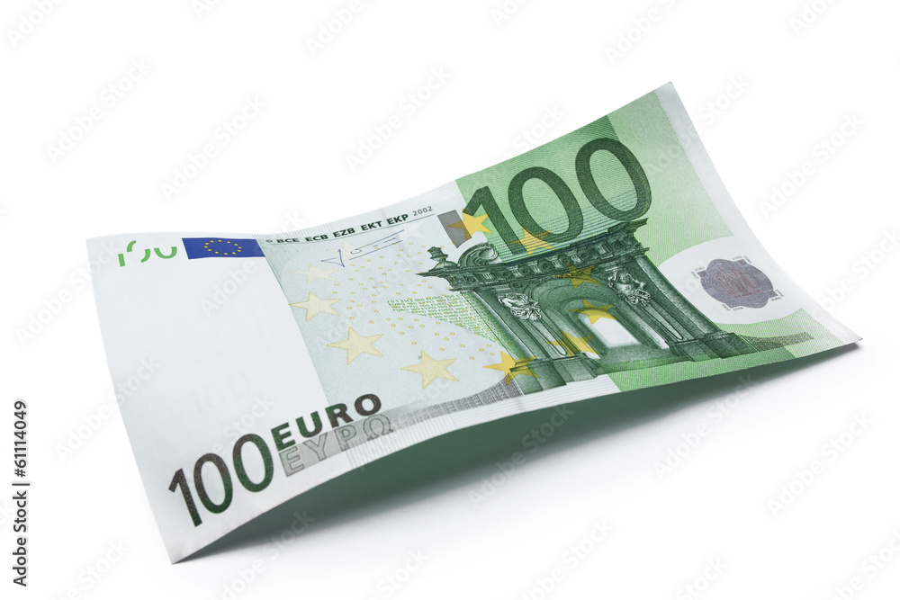 100 euro na białym tle - obrazy, fototapety, plakaty 