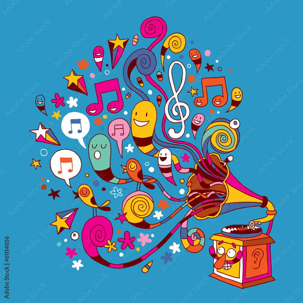 Naklejka premium fun gramophone
