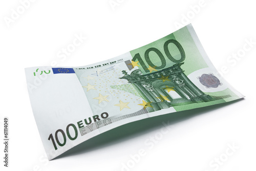 100 euro na białym tle