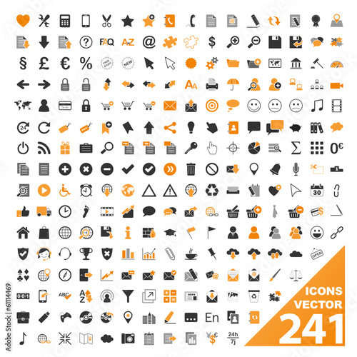 241 VECTOR ICONS (icon set poster marketing business buttons)