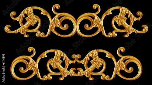 Ornament elements, vintage gold floral designs © after6pm